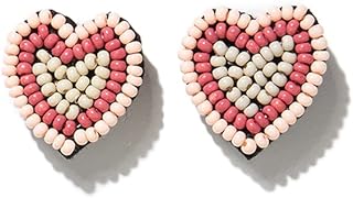 INK+ALLOY Women's Glass Beaded Boho Brass Post Earrings with Secure Push Back, Petite 0.75-inch Bohemian Statement, Handcrafted in India for Women and Teen Girls, Vibrant Rainbow and Heart Design