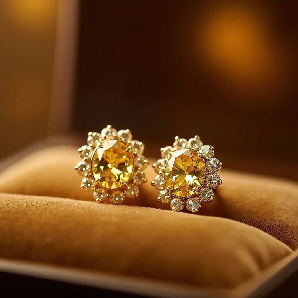 Pendientes de diamantes amarillos tiffany