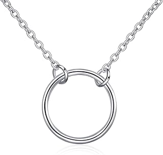 YFN Women's Sterling Silver Karma Choker Necklace with Open Circle Design and Spring Ring Clasp