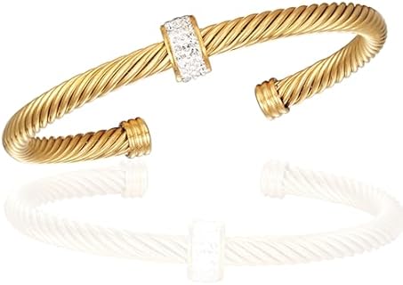 316 Stainless Steel Adjustable Cable Cuff Bracelet for Women - Perfect Christmas and Birthday Gift