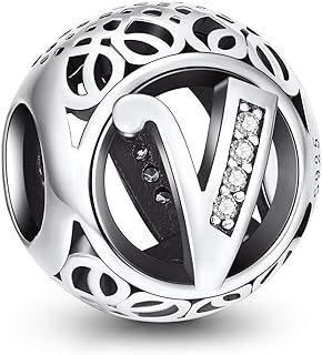 Sterling Silver Clasp, NINGAN Letter Alphabet A-Z Truth Charm Bracelet, Silver Chain for Women, Initial Bead Design