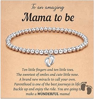 Lobster Claw Clasp, New Mom Charm Bracelet, Stainless Steel Chain, Perfect for First-Time Mothers, Amazing Mama Design