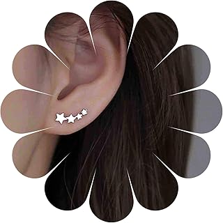 Yheakne Boucles d'Oreilles Étoile Vintage pour Femmes, en Argent avec Cristaux Confortables à Porter, Idéales pour Usage Quotidien ou Soirées Spéciales