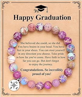 DJWJFJEN Natural Colorful Stone Compass Bracelet - High School 8th Grade Master College Universal Graduation Gifts for Her Women Girls Friend Daughter Granddaughter Niece
