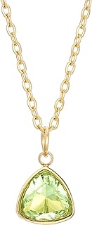 Gold J Pendant Necklace with Cable Chain & Titanium Steel Gem for Women - Sylph Birthstone Design