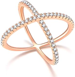 925 Sterling Silver Criss Cross Rings CZ Eternity Engagement Wedding Band Size 4-13