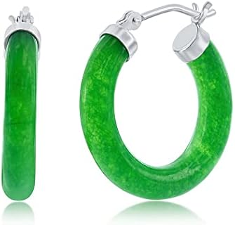Silvadi Sterling Silver Jade Hoop Earrings- Natural Jade Earrings For Women- Hoop Gem Stone Earrings For Women With Health And Wealth Benefits
