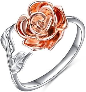 Timeless S925 Sterling Silver Rose Flower Engagement Ring with Cubic Zirconia for Women, Adjustable Size, Perfect Gift for Mom, Bride, Girlfriend, Sisters
