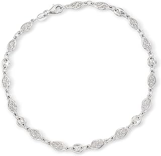 Ross-Simons Sterling Silver Navette-Style Openwork Anklet. 10 inches