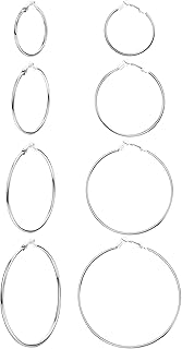 JeweBella Boucles d'Oreilles Créoles Femme en Acier Inoxydable Hypoallergénique, Disponibles en 4 Tailles, Cadeau Idéal pour Filles et Femmes, Parfaites pour Toutes Occasions