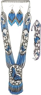 Long Beaded Necklace – Boho Native Handmade Seed Bead Tassel Necklace, Bohemian Large Statement Beaded Necklace for Women and Girls (craftscorner-va2)