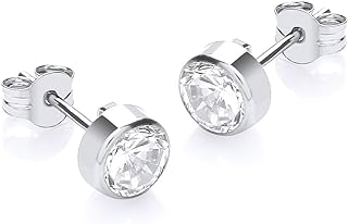 Carissima Gold Women's 9ct White Gold 5mm Round Cubic Zirconia Stud Earrings