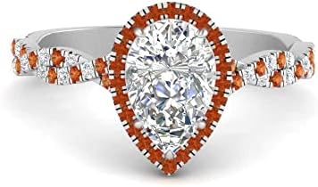 Choose Your Gemstone Infinity Pear Halo Diamond CZ Ring sterling silver Pear Shape Halo Engagement Rings Everyday Jewelry Wedding Jewelry Handmade Gifts for Wife US Size 4 to 12