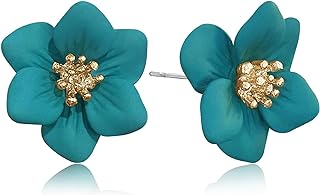 Push-Back Three-Dimensional Flower Stud Earrings in Durable Alloy for Women and Girls - Exquisite Dangle Design