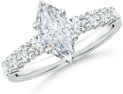 Angara Lab-Grown Solitaire Marquise Diamond Graduated Engagement Ring in 14k Gold/Silver/Platinum | April Birthstone Jewelry for Her