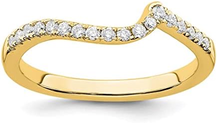 14k Yellow Gold Sustainable Lab-Grown White Diamond Contoured Wedding Band, Size 7 for Women