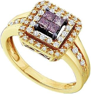 Dazzlingrock Collection 0.50 Carat (ctw) 14K White & Cognac Diamond Ladies Invisible Engagement Ring 1/2 CT, Yellow Gold