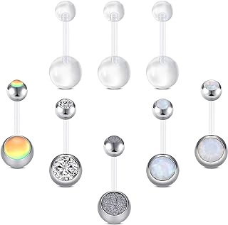FECTAS Plastic Belly Button Rings Navel Rings for Maternity Pregnancy Sport Pregnant Women Flexible Clear Belly Piercing Retainers 10mm