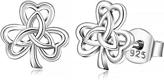 Sterling Silver Claddagh Earring Studs with Celtic Knot Design for Women, Small French Wire Back Ire-inspired Jewelry in 925 Silver