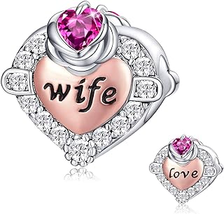 Sterling Silver Clasp Sapphire Charm Bracelet with Cubic Zirconia for Wife - Heart Love Rose Design