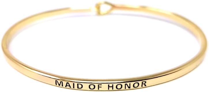 Wedding Inspirational Message Engraved Thin Bangle Hook Bracelet