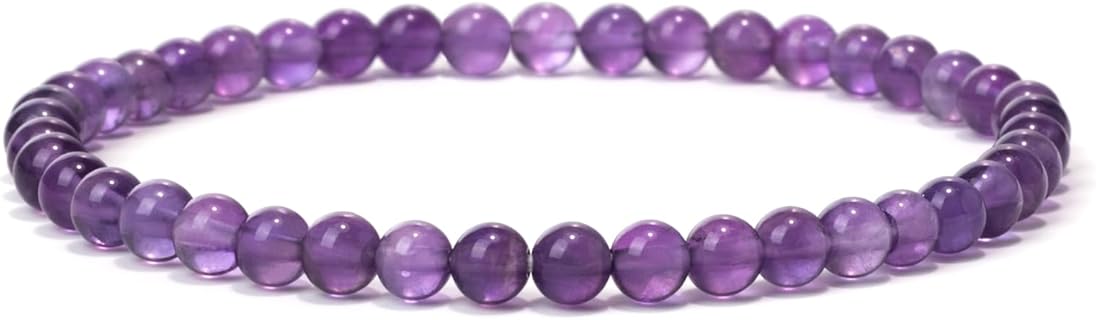 Landorilo Bracelet Améthyste en Pierre Naturelle 4mm pour Homme et Femme, Bijoux Créatifs Porte Bonheur avec Perles de Remplacement, Parfait pour le Yoga et Cadeaux Élégants