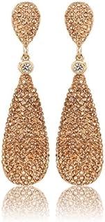 Chic Rose Gold Drop Earrings from Moonstruck Costume Jewelry for Women, Elegant Alloy Dangle Design with Peach Gemstones for Parties & Special Occasions