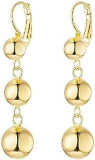 Lever Back Gold Ball Earrings for Women and Girls - Trendy and Elegant Gold-Linked Dangle Design in Durable Alloy Material