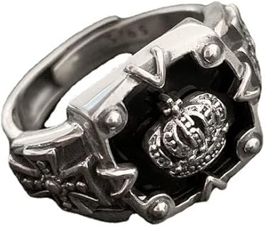 Mens Cross Crown Ring Gothic Stainless Steel Opening Rings Vintage Amulet Ring Fashion Creativity Jewelry Gift