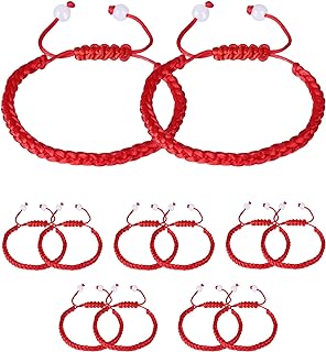 12pcs Braided Kabbalah Bracelets Red Black String Kabbalah Bracelet Handmade Sliding Cord Adjustable Kabbalah Wristband Bracelet Good Luck Bracelet for Men Women Teen Amulet Gift