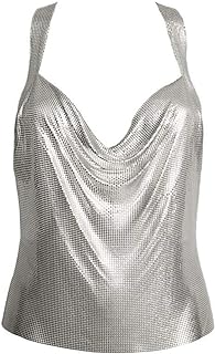 Sequins Crop Tops Shirts Crystal Body Chain Silver Rhinestone V-neck Vest Bikini Bra Backless Halter Accessories for Women Girls