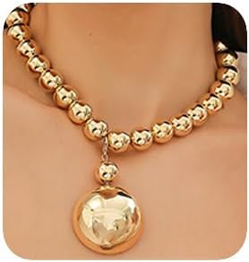 Vintage Gold Pearled Bead Necklace with Ball Chain for Women and Girls - Unique, Bold, Gothic-Inspired Design