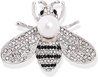 Charming Honey Bee Brooch Pin with Crystal Rhinestones and Pearl Detail for Women, Copper Pin Clasp, Unique Design - Perfect for Clothing, Hat, Bag Accessories