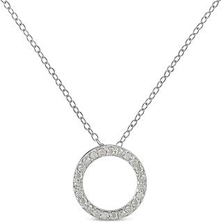 .925 Sterling Silver 1/4 to 3/4 Cttw Diamond Open Circle Halo 18" Pendant Necklace (I-J Color, I2-I3 Clarity) - Choice of Sizes