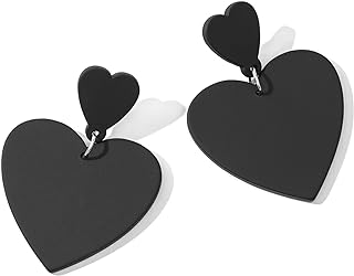 No Metal Type Double Heart Danglers for Women with Acrylic Design - Perfect for Concerts, Valentine's Day & Special Occasions