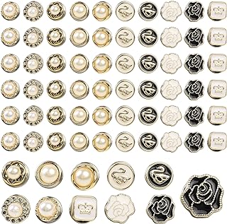 120pcs Brooch Buttons for Women, Mini Instant Buttons Pins,Assorted Brooch Pins, Pearl Rhinestones Shirt Lapel Brooch Pins, Cover Up Buttons Pins for Clothes Coat Dress Jeans Hat Bags Decor