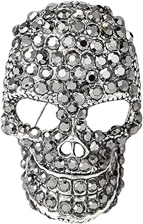 Diamond Crystal-Encrusted Skull Brooch, Punk Style Alloy Metal Pin Accessory, Versatile Decor for Outfits, Ideal Party or Casual Gift for Lovers and Valentines