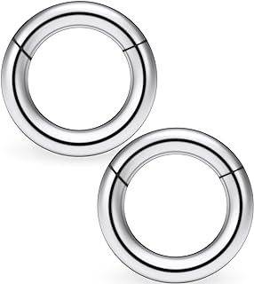 Yaalozei 2G 4G 6G 8G 10G 12G Hinged Large Septum Rings Clicker Surgical Steel Ear Gauges Tunnels Plugs Hoop Earrings Expander Taper Stretching kit Big Septum Nose Ring Piercing Jewelry for Men Women