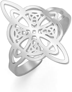Adjustable Stainless Steel Tinkerbell Engagement Ring, Celtic Witches Knot Design, Enchanting Vintage Jewelry for Women, One Size Fits All