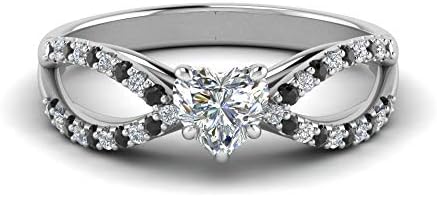 Choose Your Gemstone Reverse Pave Split Shank Diamond CZ Ring sterling silver Heart Shape Split Shank Engagement Ring Minimal Modern Design Birthday Gift Wedding Gift US Size 4 to 12