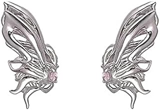 Chic Non-Pierced Butterfly Ear Cuff Earrings with Cubic Zirconia & Zinc Alloy Details, Dangle Design, Comfortable Push Back Closure - Ideal Gift for Women