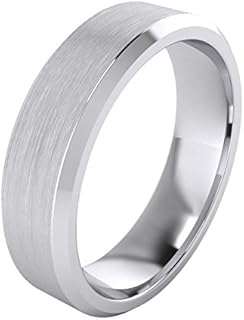 LANDA JEWEL Heavy Solid Sterling Silver 6mm Flat Court Shape Matt Centre Polished Bevel Edges Mens Wedding Ring Plain Band