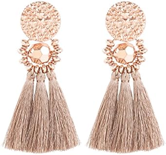 Boderier Bohemian Thread Tassel Chandelier Drop Dangle Orange Earrings with French Wire Back Finding