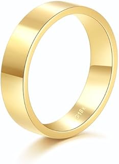 18K Gold Plated Stackable Rings for Men and Women, Size 7 8 9 10 11 Wedding Bands, High Polish Comfort Fit Non-Tarnish Jewelry