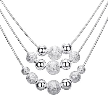 USHOBE String J Necklace for Women Beaded Necklaces Women Bead Necklace Layered Necklaces for Women Graduated Bead Necklace Jewelry for Women Silver Jewelry Multi-layer