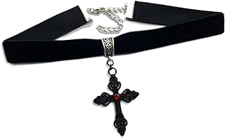 Gothic Goth Cross Choker Necklace,Black Choker Necklace for Women Girls,Velvet Cross Choker Necklace,Punk Vintage Cross Pendant Necklace,Y2k Necklaces,Halloween Christmas New Year Goth Jewelry Gift