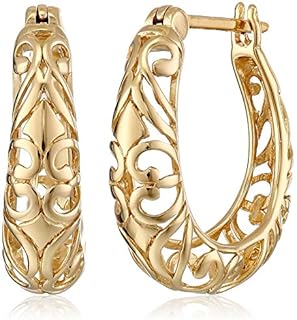 Amazon Essentials Open Filigree Swirl Hoop Earrings in Sterling Silver (previously Amazon Collection)