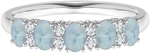 Five-Stone African Amethyst Sterling Silver Eternity Ring for Women - Size 5, Oval Design MOONEYE Wedding Band