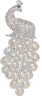 EVER FAITH New 5 Inch Peacock Pin Brooch Pendant Austrian Crystal
