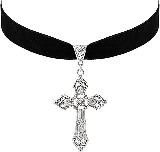 Sacina Gothic Cross Necklace, Cross Choker, Black Choker, Gothic Choker, Goth Choker, Halloween Christmas New Year Goth Jewelry Gift for Women